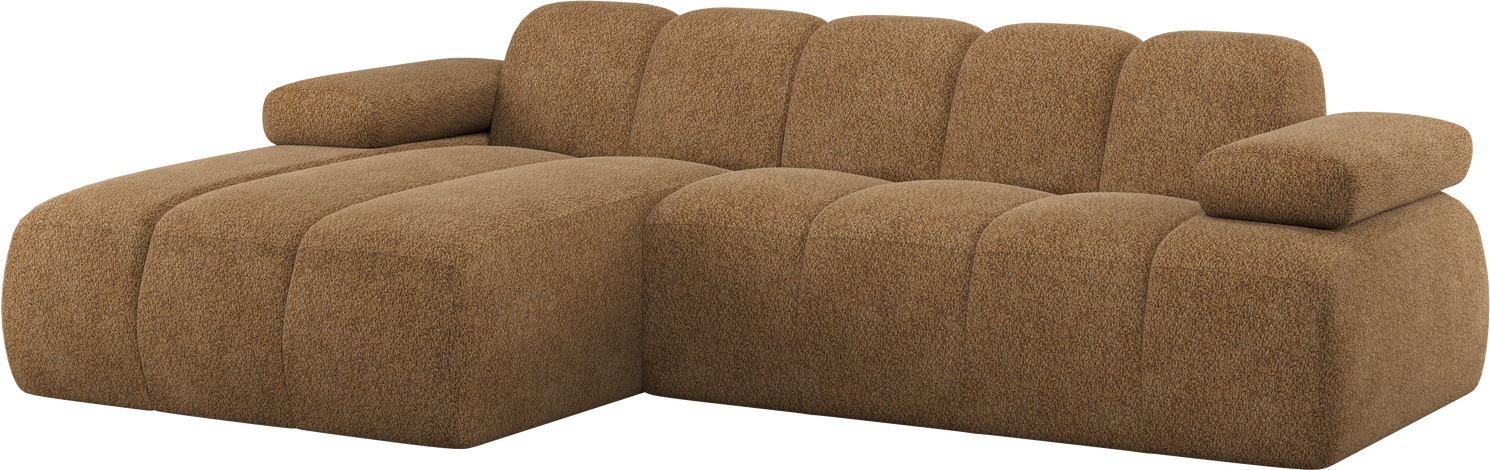 Chaiselongsofa Woood Mojo -pers Venstrevendt Honninggul Chenille B284xd160 Cm Justerbare Armlæn Slidstærkt Stof