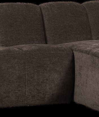 Chaiselongsofa Woood Mojo  -personers Højrevendt  Brun Ribstof  Blød Fløjlsstruktur  Manuelt Justerbare Armlæn  Slidstærk Martindale 80 000