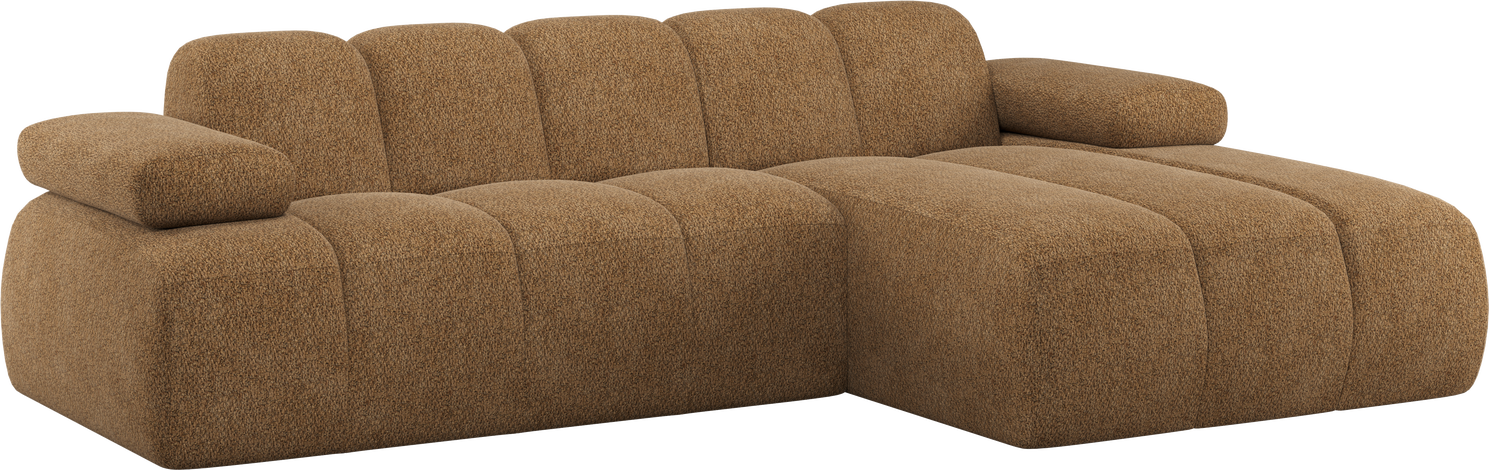 Chaiselongsofa Woood Mojo -personers Højrevendt Honninggul Valley Chenille Justerbare Armlæn