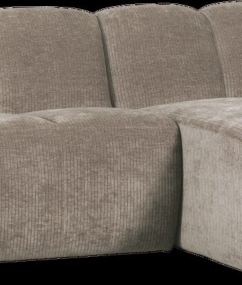 Chaiselongsofa Woood Mojo  -personers Højrevendt  Mørk Sand Ribstof  Justerbare Armlæn  284x160 Cm