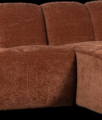 Chaiselongsofa Woood Mojo  -personers Højrevendt  Rustbrun Ribstof  Justerbare Armlæn  284 Cm