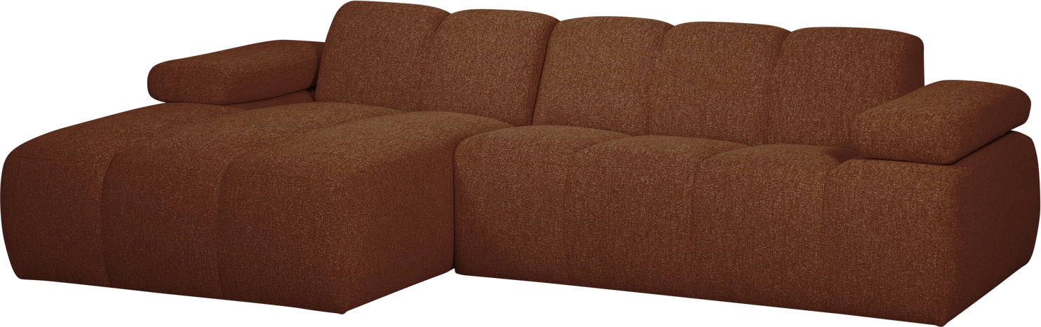 Chaiselongsofa Woood Mojo -personers Venstrevendt Bouclé Rustbrun 284x160 Cm 100 Polyester