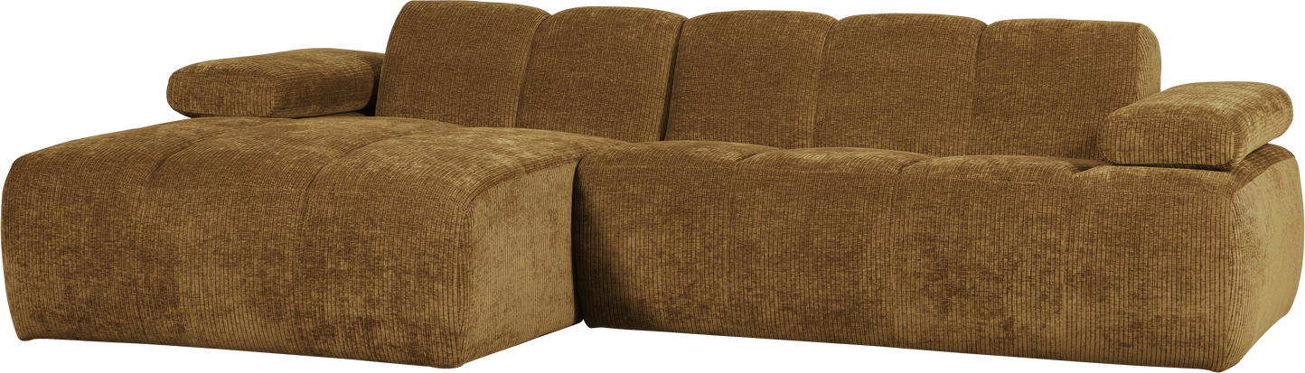 Chaiselongsofa Woood Mojo -personers Venstrevendt Honninggul Ribstof Jacquard 284x160 Cm Med Justerbare Armlæn