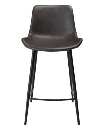 Dan-form Hype Barstol     Ryglæn Og Fodstøtte Vintage Grå Kunstllæder Og Sort Stål