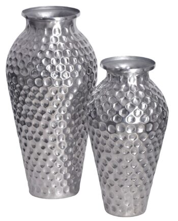 Dekorativ Vase Sæt Med    Aluminium Sølv Amfora Blomstervaser  Moderne  Runde Dekorative Vaser   -delt Sæt Til Blomster  Aluminium Bordvase  Boligindretning  Metal Borddekoration  Håndlavet