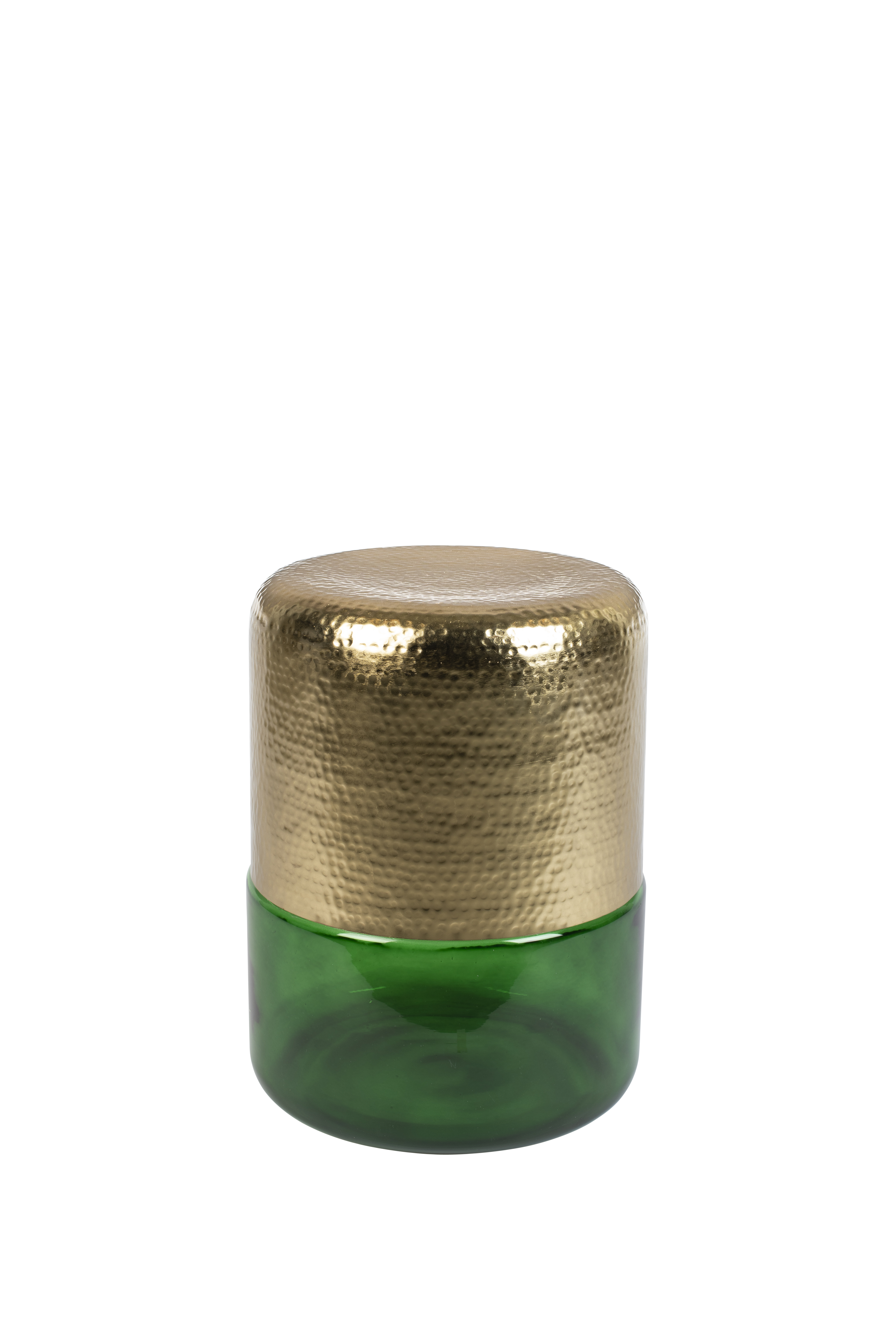 Dutchbone Cave Sidebord  Rund Messing Jern Og Grøn Glas  ø35