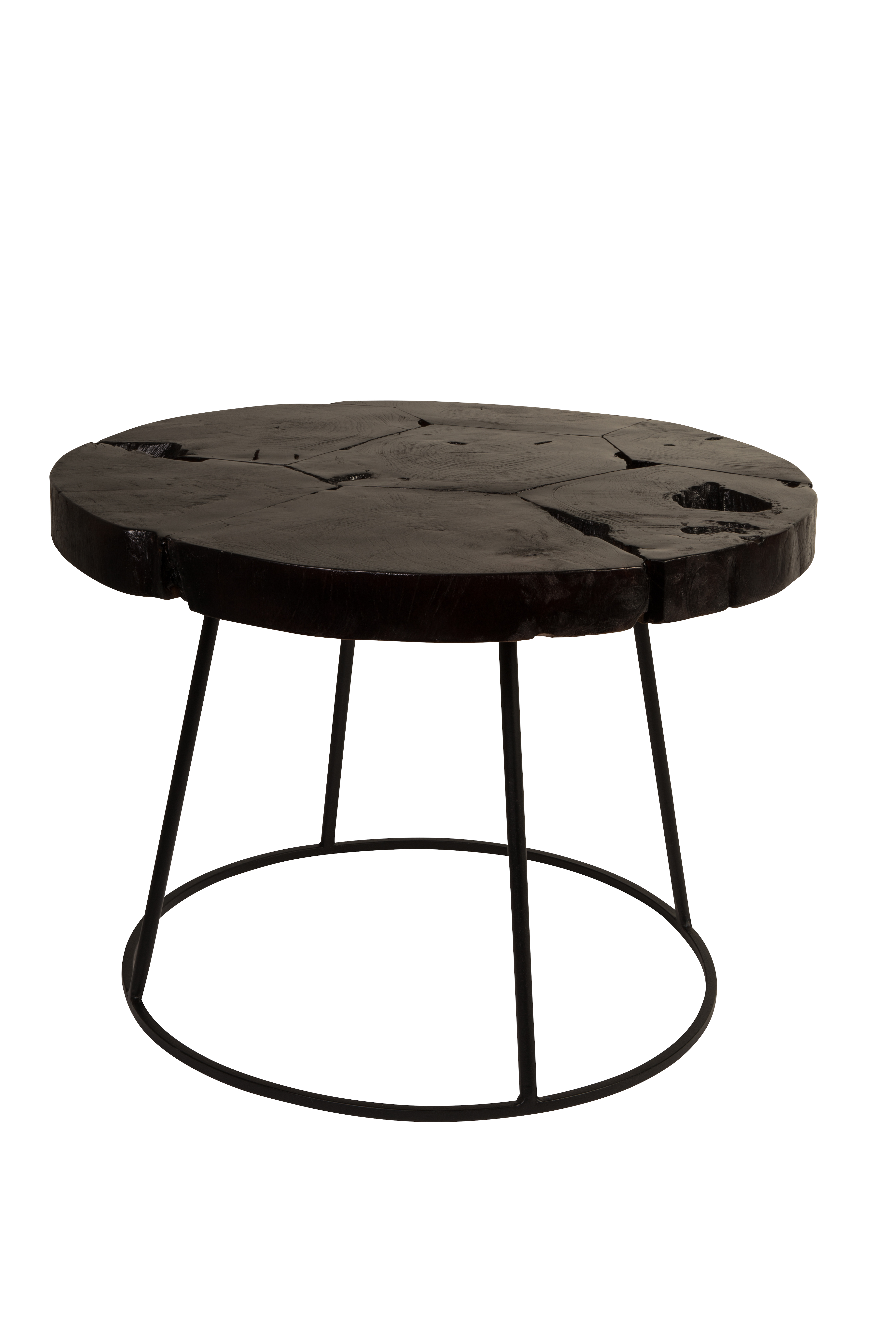 Dutchbone Kraton Sidebord    Rund Sort Teaktræ Og Sort Jern  ø60