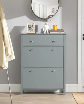 Elegant  Minimalistisk Skoskab  Pladsbesparende  B80   D25   H108 Cm  Grå