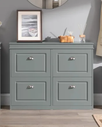 Elegant Og Rummelig Skoskab  105   24   82 Cm  Grå