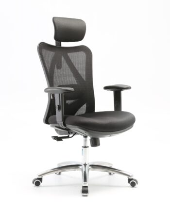 Ergo Premium M18 Kontorstol     Armlæn Og Hjul Sort Mesh Og Børstet Aluminium