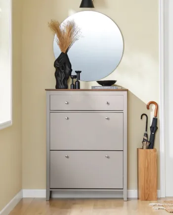 Genialt Pladsbesparende: Slankt Skoskab Til Gangen   Kun 24 Cm Dybt  B80xd25xh108 Cm  Lysbrun