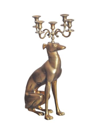 Greyhound Lysestage  Aluminium  Guld  69 Cm   -armet Lysestage  Metallysestage Til Fem Lys  Moderne Gulvlysestage  Hundetilbehør
