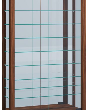 Gulv Vitrineskab  Quot Lumo Mini Quot  Med Spejl   Inkl  Led Lys  91   59   18 Cm  Farve: Valnød Brun