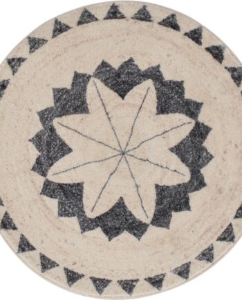 Gulvtæppe Loomery Brady Rund ø150 Cm 12 Cm Luvhøjde Elfenben Polyester Boheme-mønster