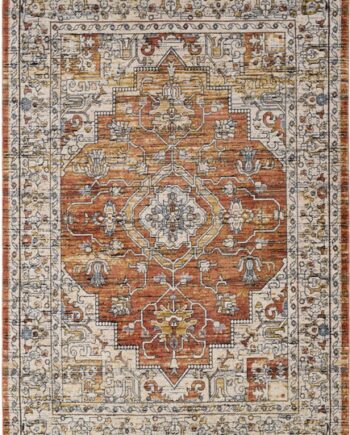 Gulvtæppe Loomery Troye 160ã 230 Cm Terrakotta Flerfarvet Orientalsk Medallion-design Polyester   Cm