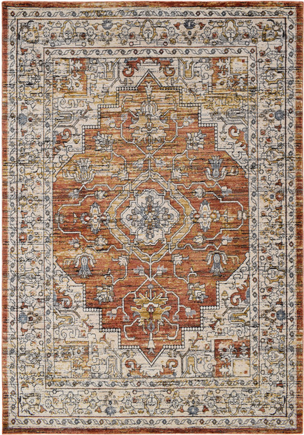 Gulvtæppe Loomery Troye Orientalsk Flerfarvet Terracotta Beige Polyester 120 170 Cm Med Cm Hoteleffekt