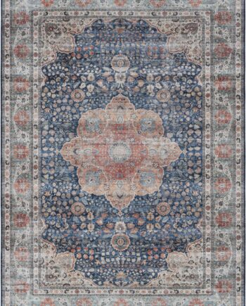 Gulvtæppe 160   230 Cm Loomery Toucan Marineblå Fladvævet Polyester Orientalsk Mønster