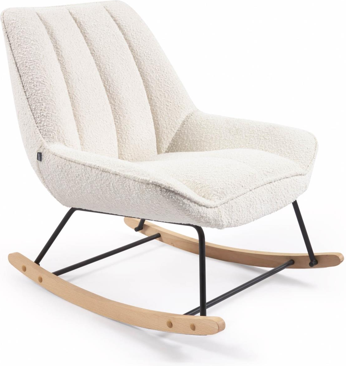 Gyngestol Kave Home Marlina Nordisk Moderne Rokkestol   Hvidt Stof Med Træ Og Metal H84xb74xl91 Cm