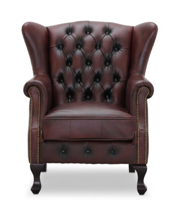 Haga Aberdeen Chesterfield Lænestol Oxblood Læder Og Træ