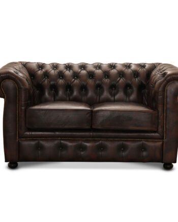 Haga Liverpool    Pers  Chesterfield Sofa Brun Læder Og Træ