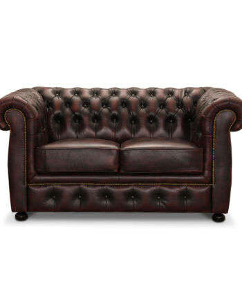 Haga Liverpool    Pers  Chesterfield Sofa Oxblood Læder Og Træ