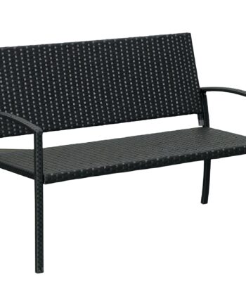 Havebænk  Rattan-look  Med Stålstel  Til   Personer  Sort  122   60   85 Cm