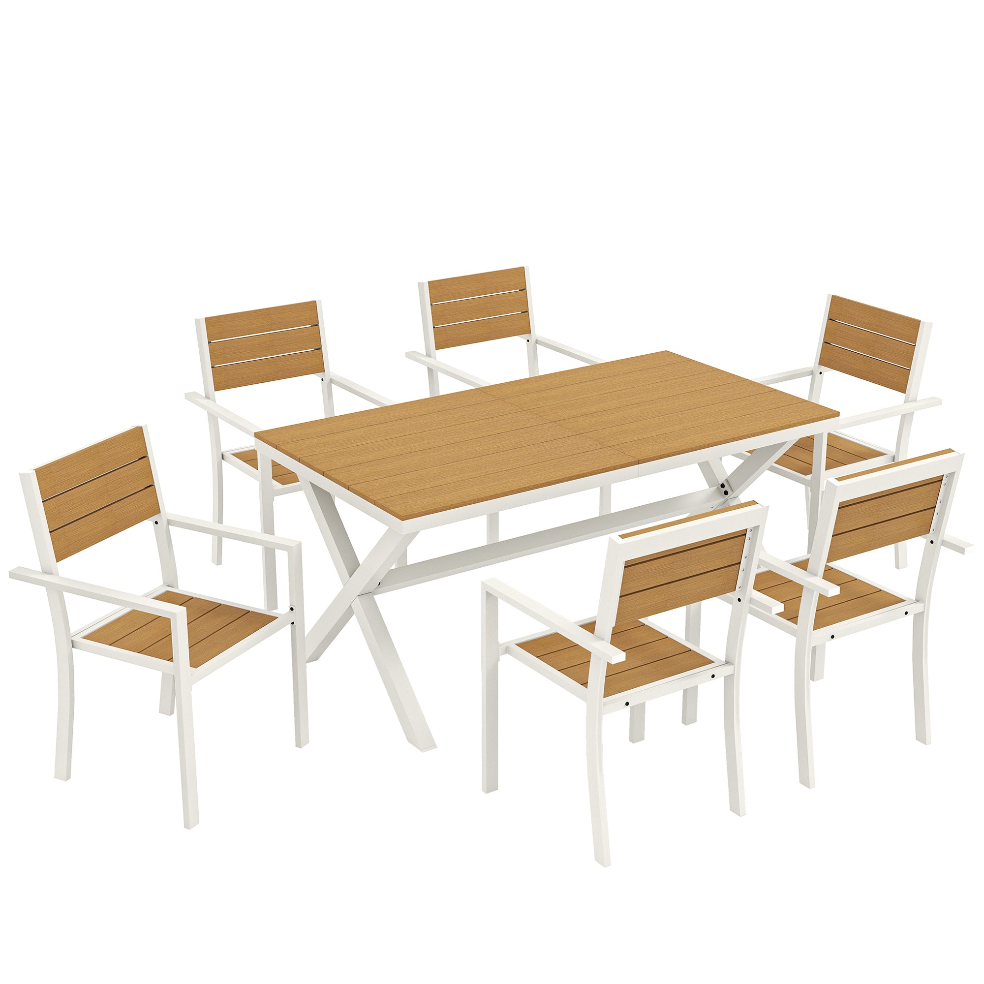 Havemøbelsæt Siddegruppe Dele Bord Med Stabelbare Stole Trælook Aluminiumsstel Teak