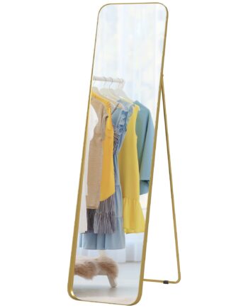 Helfigursspejl  Fritstående  Vipbart  Metalramme  Mdf  160   40 Cm  Guld