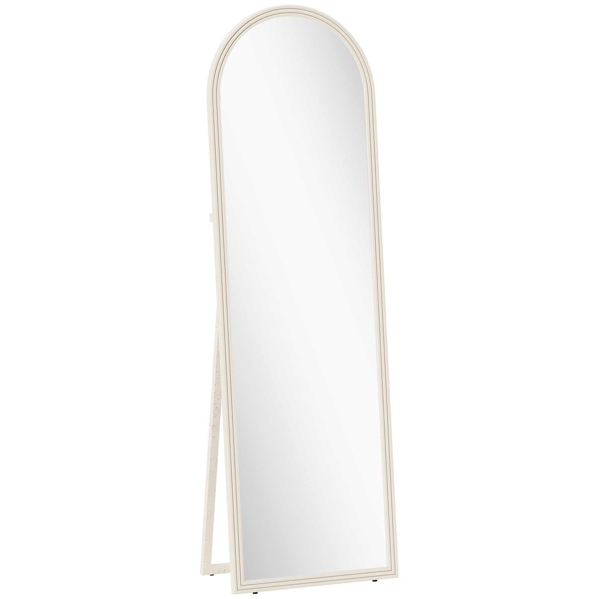 Helfigursspejl  50   160 Cm  Fritstående  Vægmonteret  Buet Ramme  Hvid