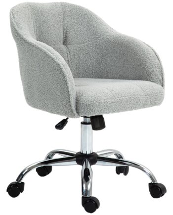 Hjemmekontorstol  Ergonomisk Skrivebordsstol Med Vippefunktion  Teddy Velvet Look  56   61   86 Cm  Grå