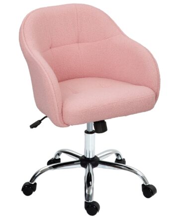 Hjemmekontorstol  Ergonomisk Skrivebordsstol Med Vippefunktion  Teddy Velvet Look 56   61   86 Cm Pink