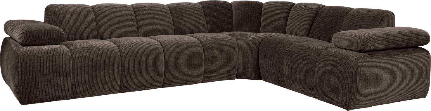 Hjørnesofa Woood Mojo Højrevendt 310x230 Cm Brun Ribstof Jacquard 100 Polyester Manuelt Justerbare Armlæn Martindale 80 000