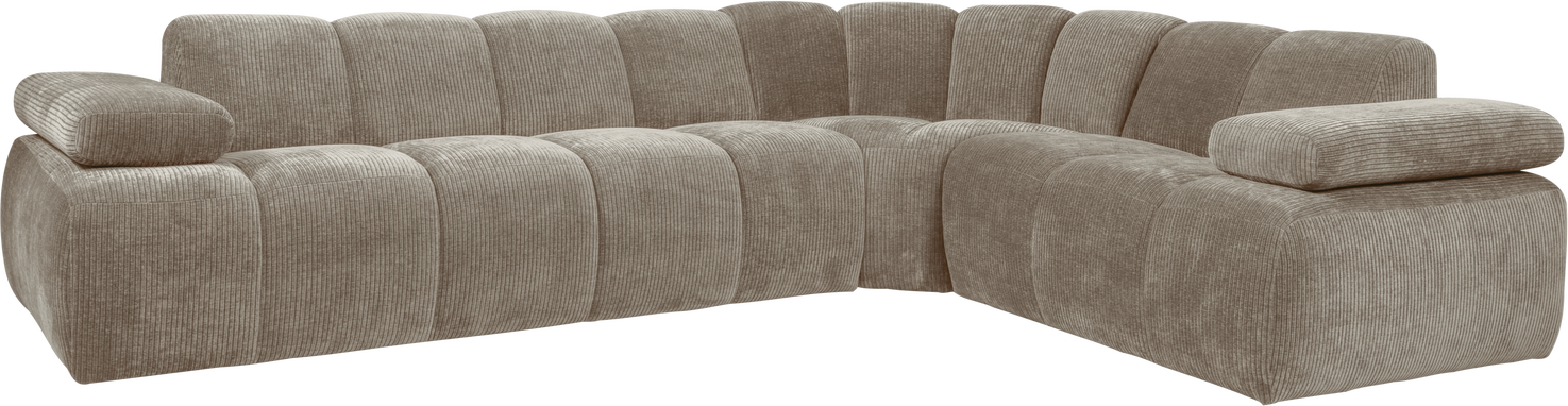 Hjørnesofa Woood Mojo Remy Rib 310x230 Cm Højre Ribstof Fløjlsagtigt Mørk Sand