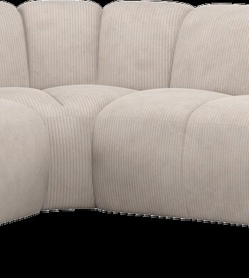 Hjørnesofa Woood Mojo Venstrevendt 310x230 Cm Ecru Ribstof Fløjlsagtig Justerbare Armlæn