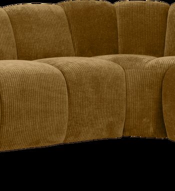 Hjørnesofa Woood Mojo 310x230 Cm  Honninggul Ribstof  Højrevendt Med Manuelt Justerbare Armlæn