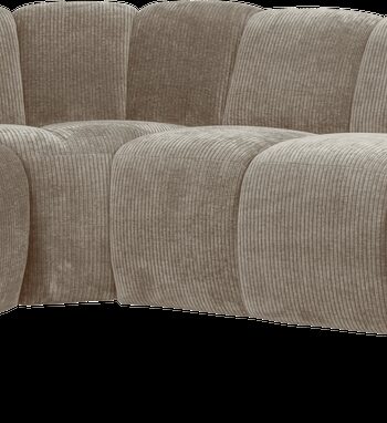 Hjørnesofa Woood Mojo 310x230 Cm Venstrevendt   Mørk Sand Ribstof  Jacquardvævet  Manuelt Justerbare Armlæn