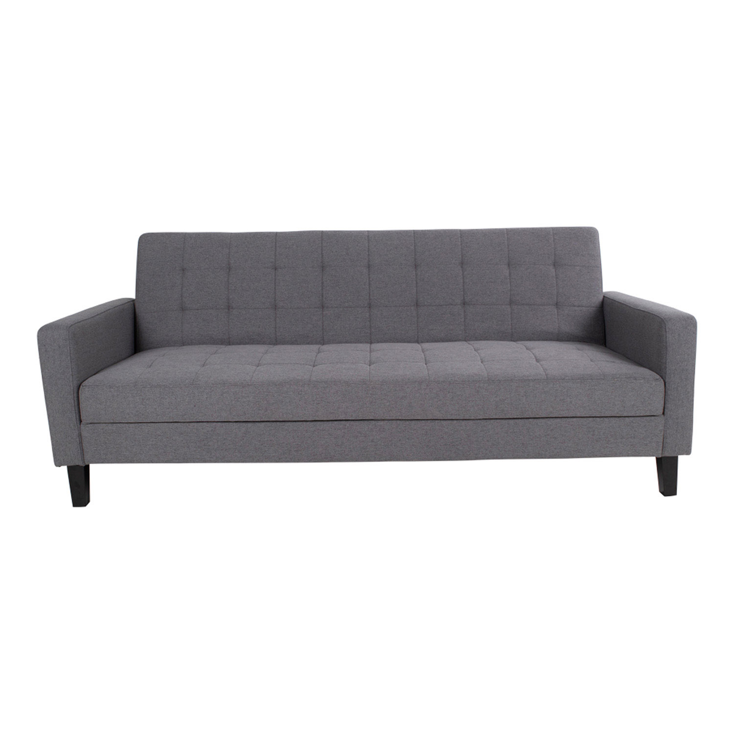 House Nordic Milton Sovesofa     Armlæn Og Opbevaring Grå Polyester Og Birketræ