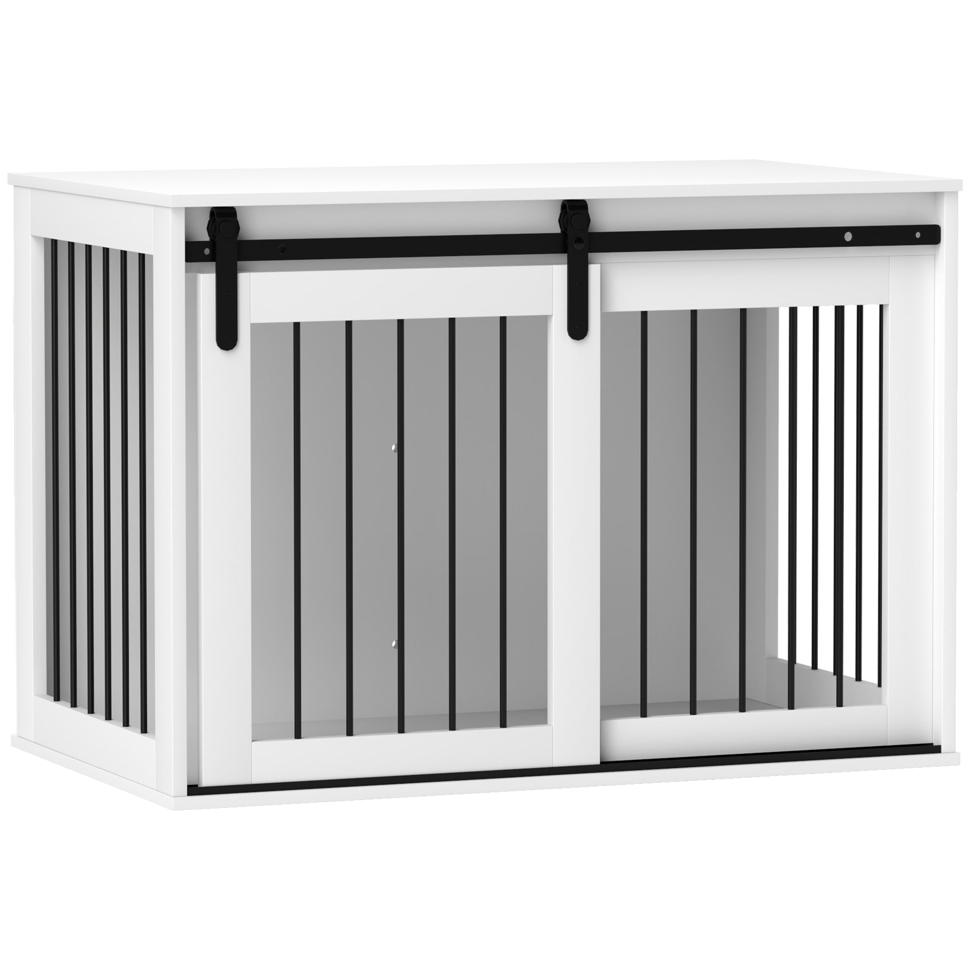 Hundebur Med Skydedør Ventilation Spånplade Og Stål 98 58 61 Cm Valnød