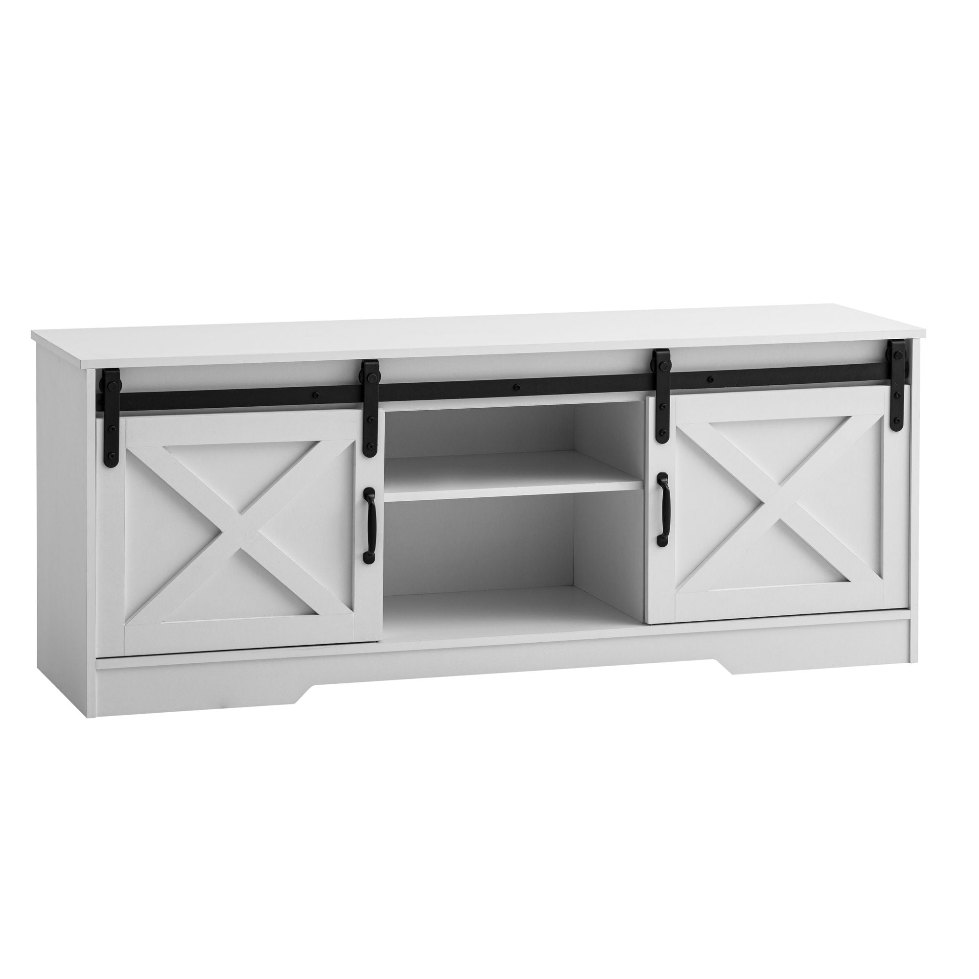 Hvidt Lavskab 150x59 5x39   Cm  Tv-skab  Landlig Stil  Moderne  Designer Tv-bord  Højt Tv-møbel  Tv-bord  Tv-skab Med To Skydedøre  Tv-skab Til Stue
