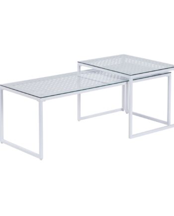 Indskudsborde Glas Metal  -delt Sæt Moderne Sofabord Hvid  Designer Sofabord Pladsbesparende  Stue Sofabord Rektangulært   Firkantet