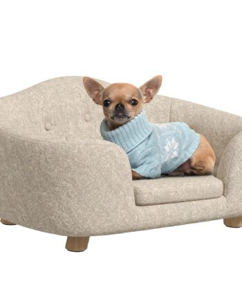 Kæledyrssofa Hundemåtte Hundeseng Hundesofa Hundesofa Kattesofa Med Hynde Baglomme Plysskum Fyrretræ Cremehvid 70   47   30 Cm