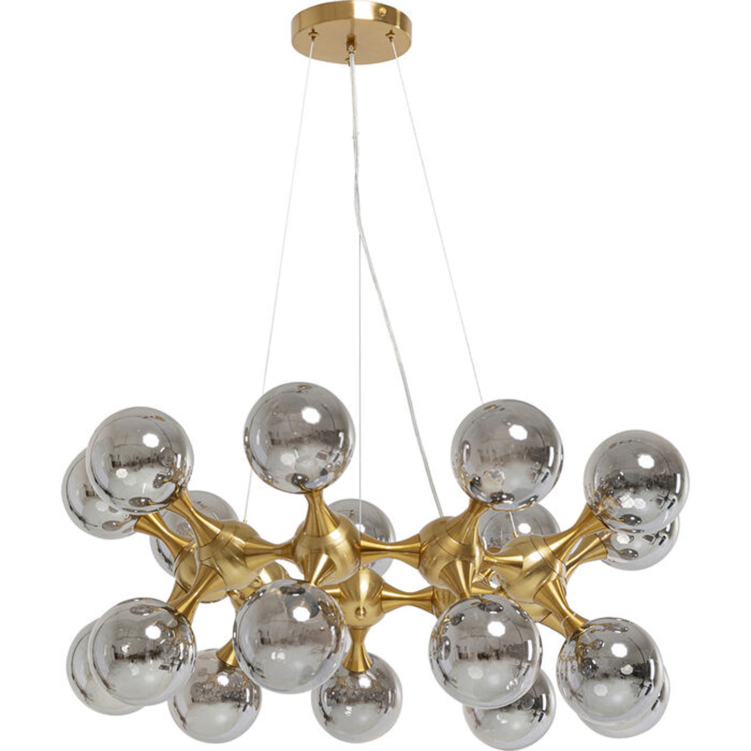Kare Design Atomic Balls Loftlampe Sølv Glas Og Messing Stål