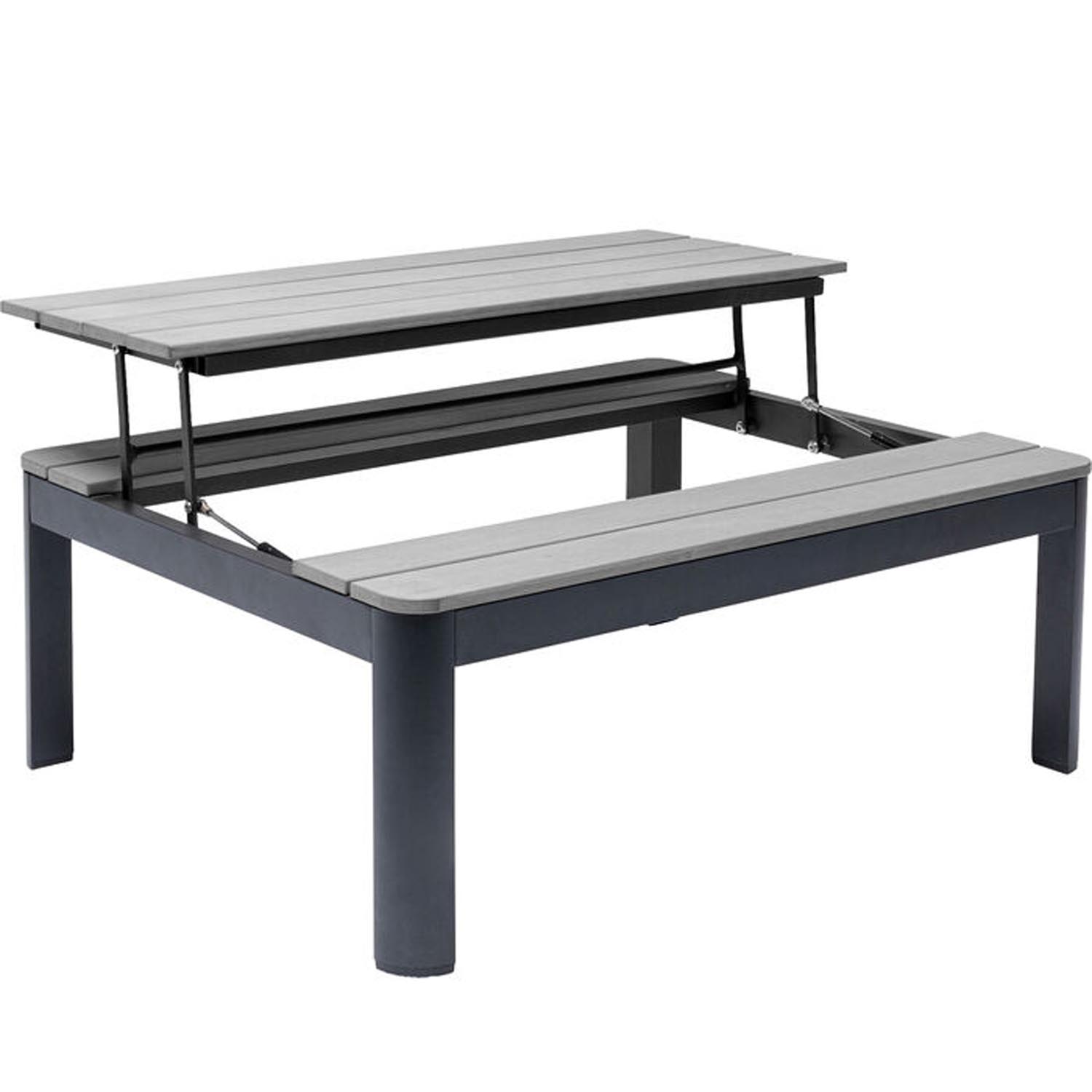 Kare Design Holiday Black Multifunktionelt Havebord Bord Med Bænk Polywood Og Aluminium  90x71