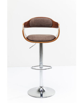 Kare Design Monaco Schoko Barstol     Ryglæn Og Armlæn Brun Polyester Valnøddefinér Og Krom Stål
