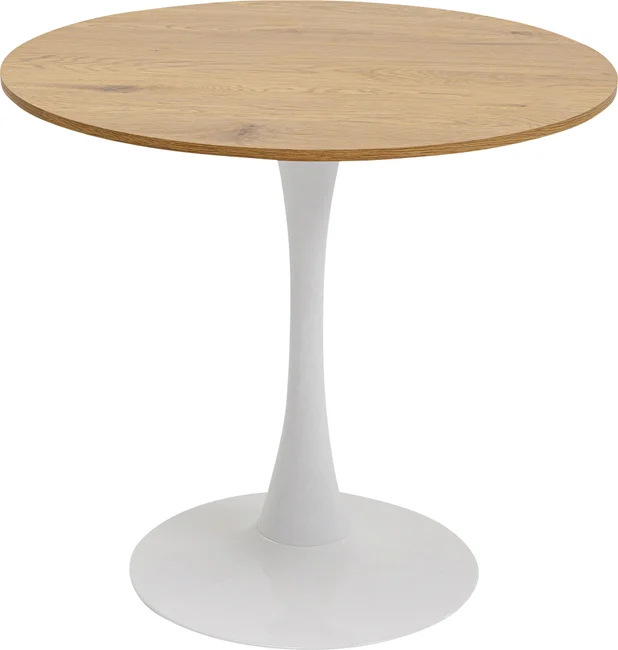 Kare Design Schickeria Spisebord  Rund Laminat    Egetræslook Og Hvid Stål  ø80