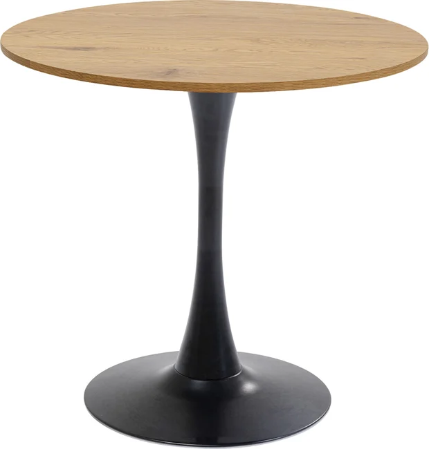 Kare Design Schickeria Spisebord  Rund Laminat    Egetræslook Og Sort Stål  ø80