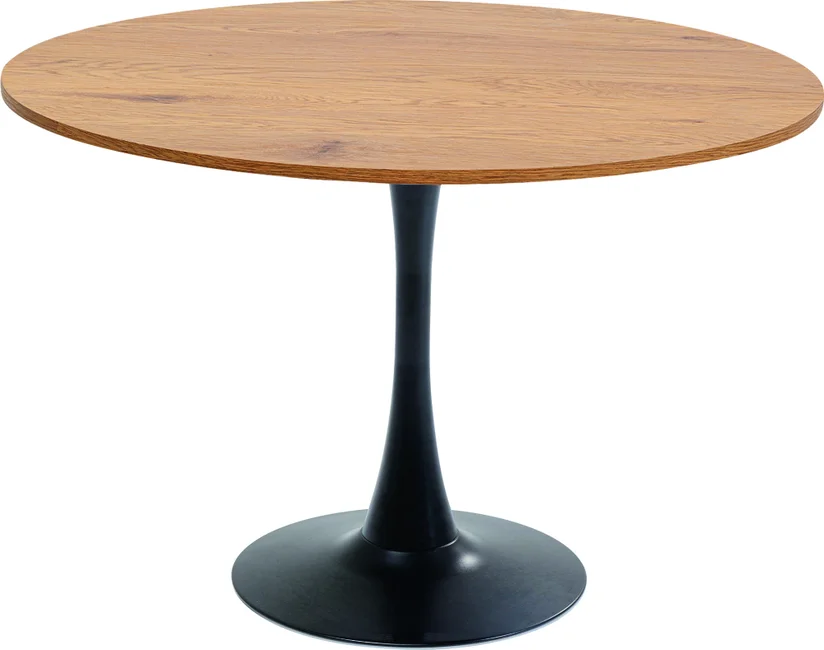 Kare Design Schickeria Spisebord  Rund Laminat    Egetræslook Og Sort Stål  ø110