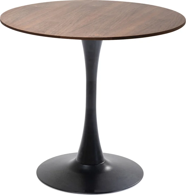 Kare Design Schickeria Spisebord  Rund Valnøddefarvet Laminat Og Sort Stål  ø80