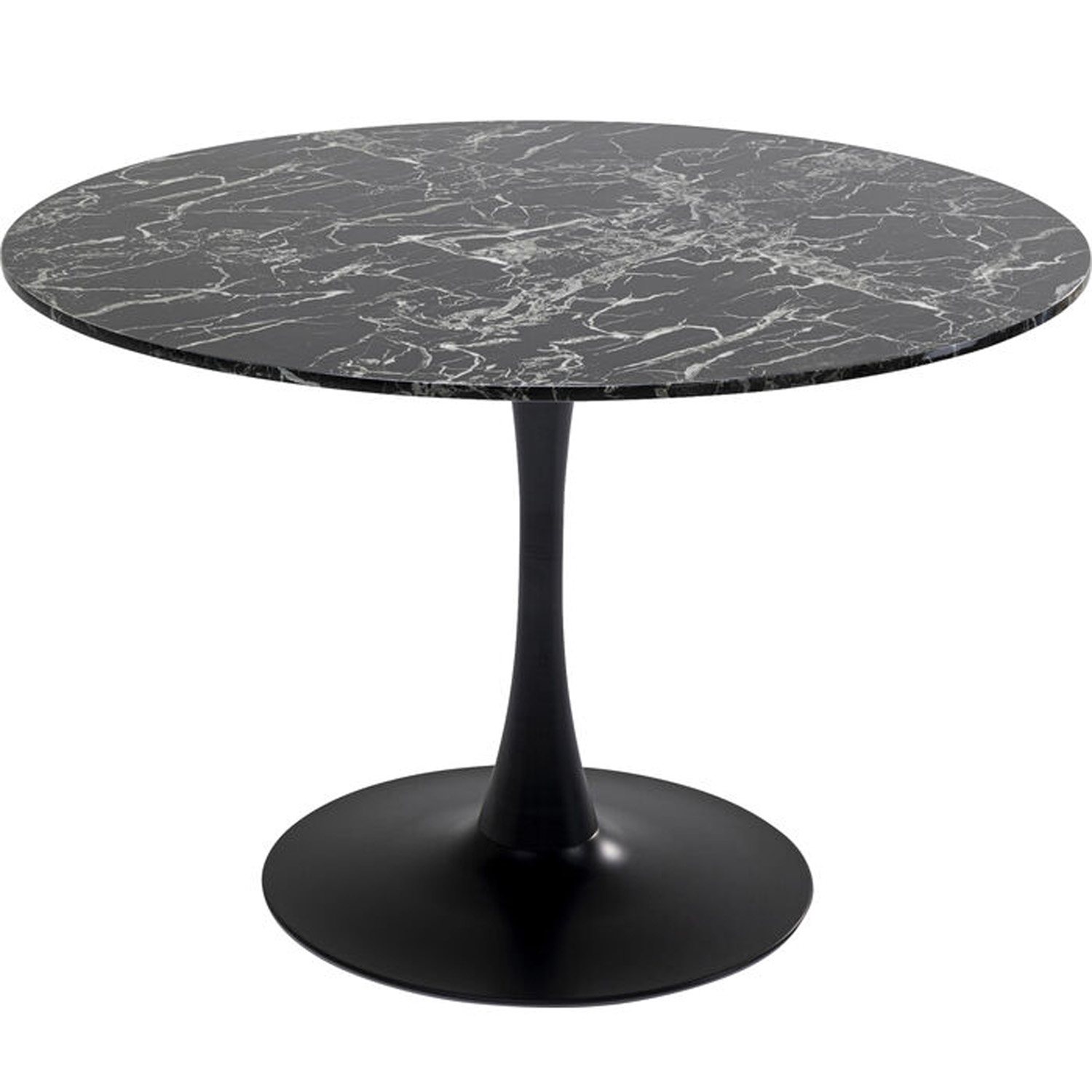 Kare Design Veneto Marble Black Spisebord  Rund Sort Mineralmarmor Og Sort Stål  ø110