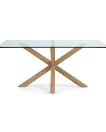Kave Home Arya Spisebord Klar Glas Og Natur Stål  180x100